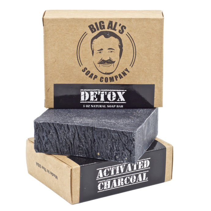 Big Al's black hand-cut Detox soap bar with 
